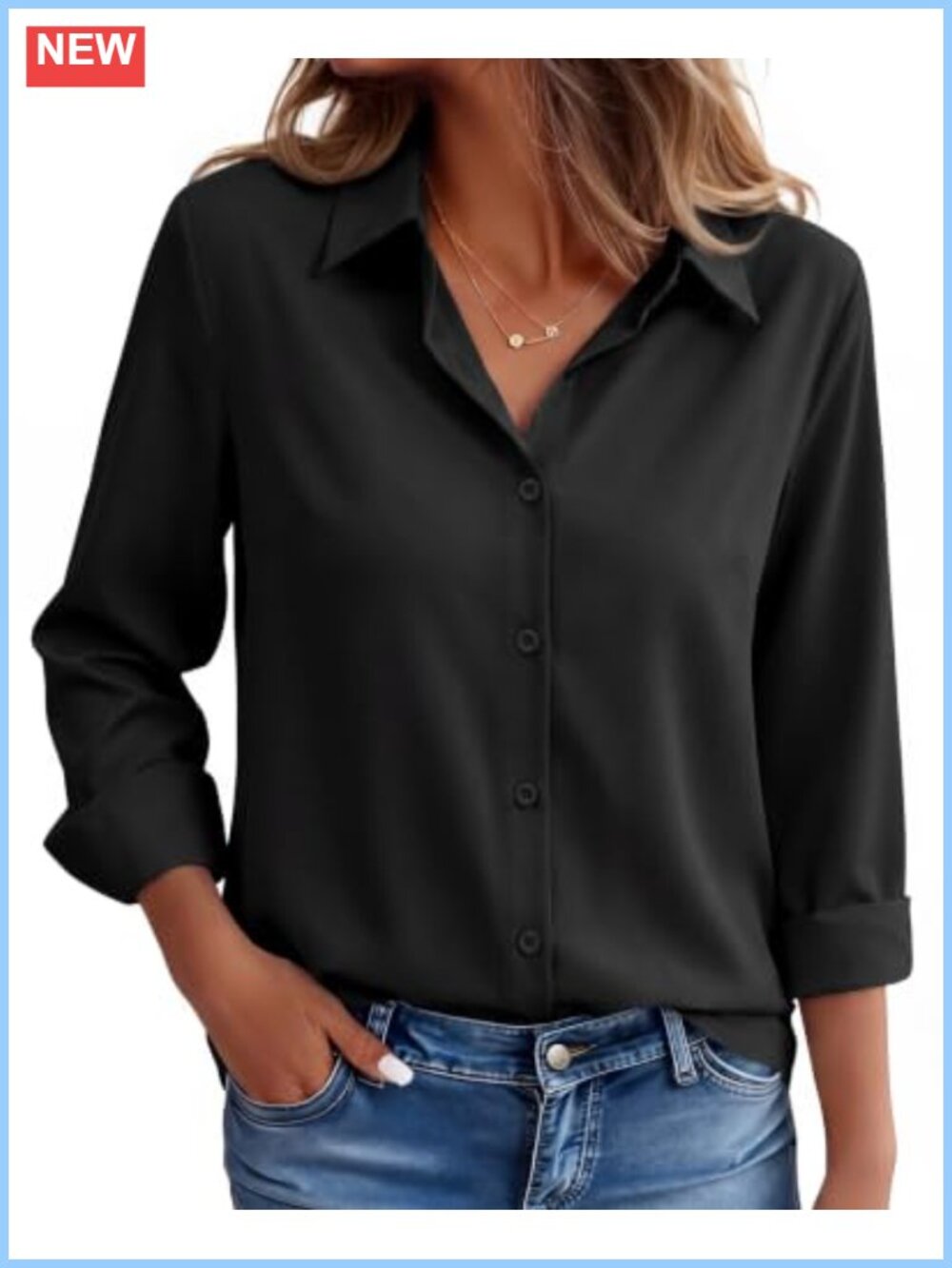 Women's Stain Resistant Button Down Shirt Wrinkle Free Long Sleeve Blouse